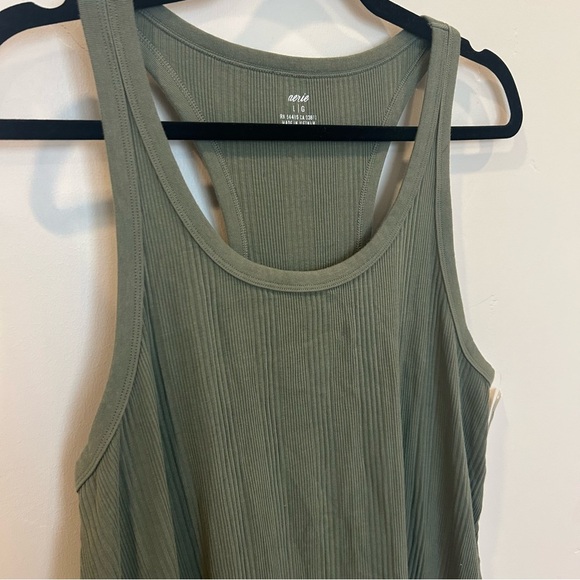 Women’s Aerie Ribbed Racer Back Tank Midi Dress, Olive, Large - Picture 2 of 5